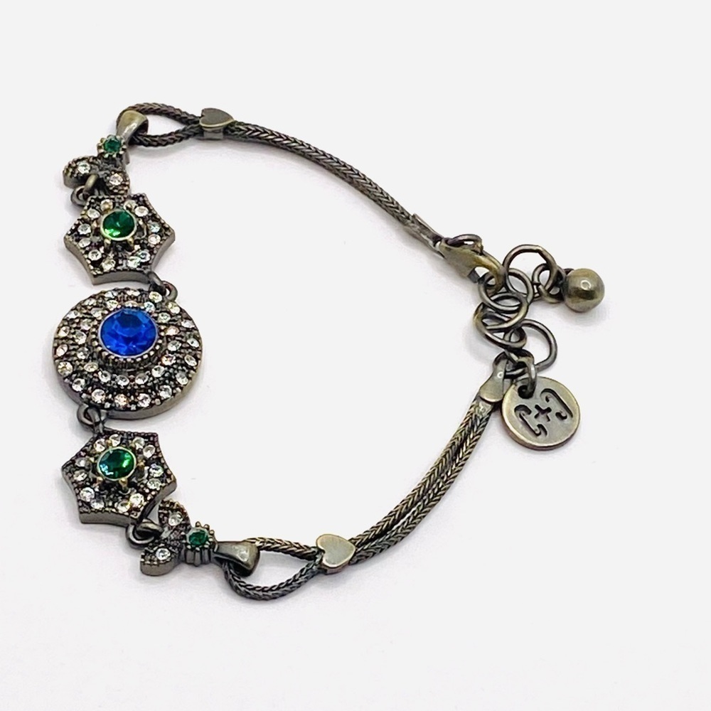 Bracelet Vintage with Crystals 7.5” +1.5” gunmetal